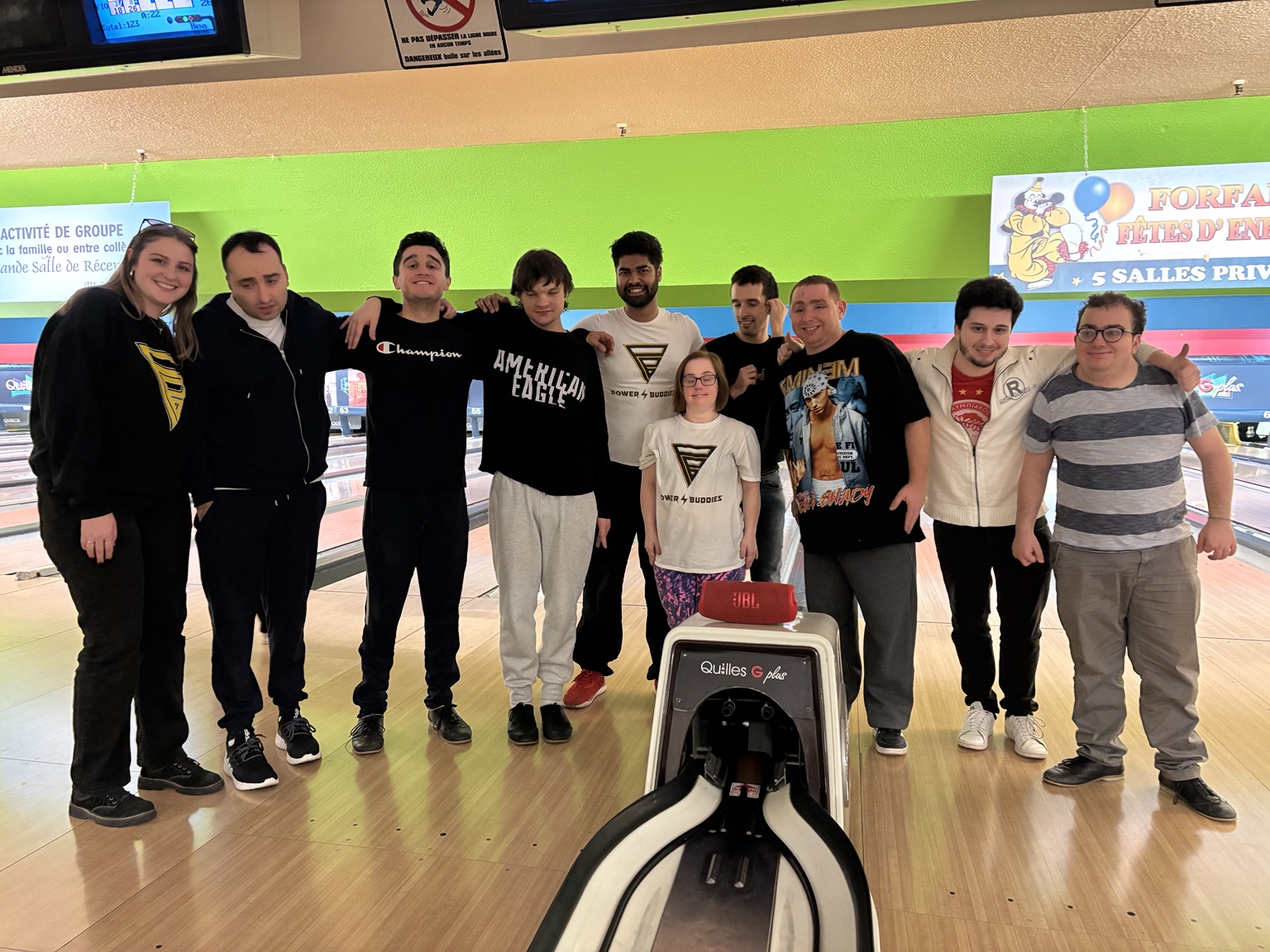 Buddies together at the bowling lanes on a past outing